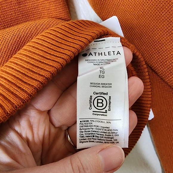 Athleta Foliage Orange Sequoia Sweater XL NWT - Picture 7 of 11